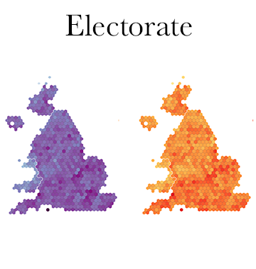 Hex maps of electorate, votes cast and turnout